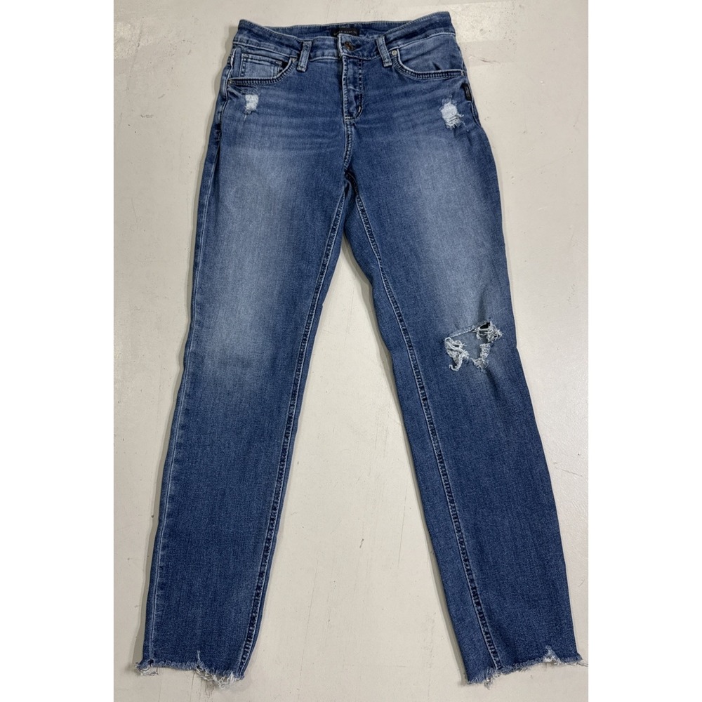Silver Jeans Co. Boyfriend Jeans Womens W29 L29 Blue Distressed Frayed Hem